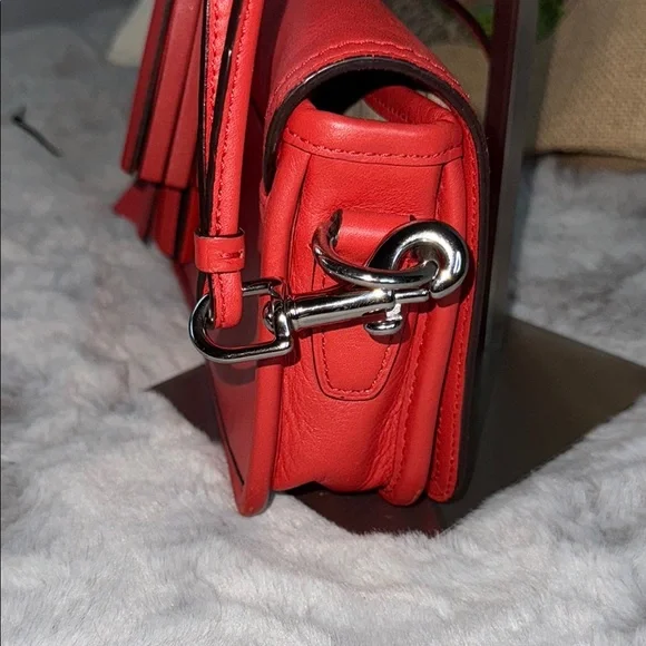 Coach Red Leather Crossbody Bag with Silver Hardware